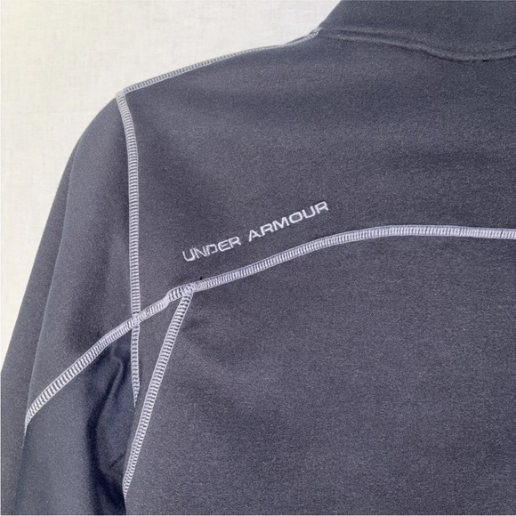 Under Armour Sweatshirt Men XL Black Gray Fleece Pull Over Sweater Quarter Zip - Picture 5 of 8